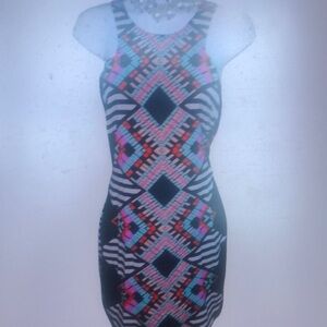 Vibrant Geometric Sleeveless Mini Dress